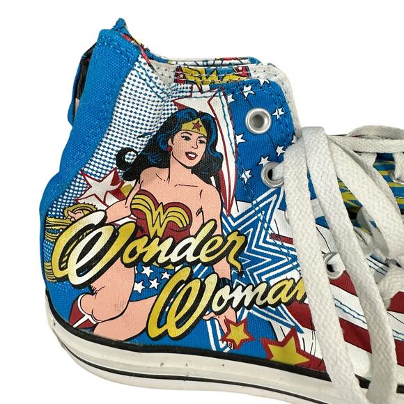 Converse All Star High Top Tennis Shoes Wonder Woman Size 8 DC Comics Rare - Picture 3 of 6
